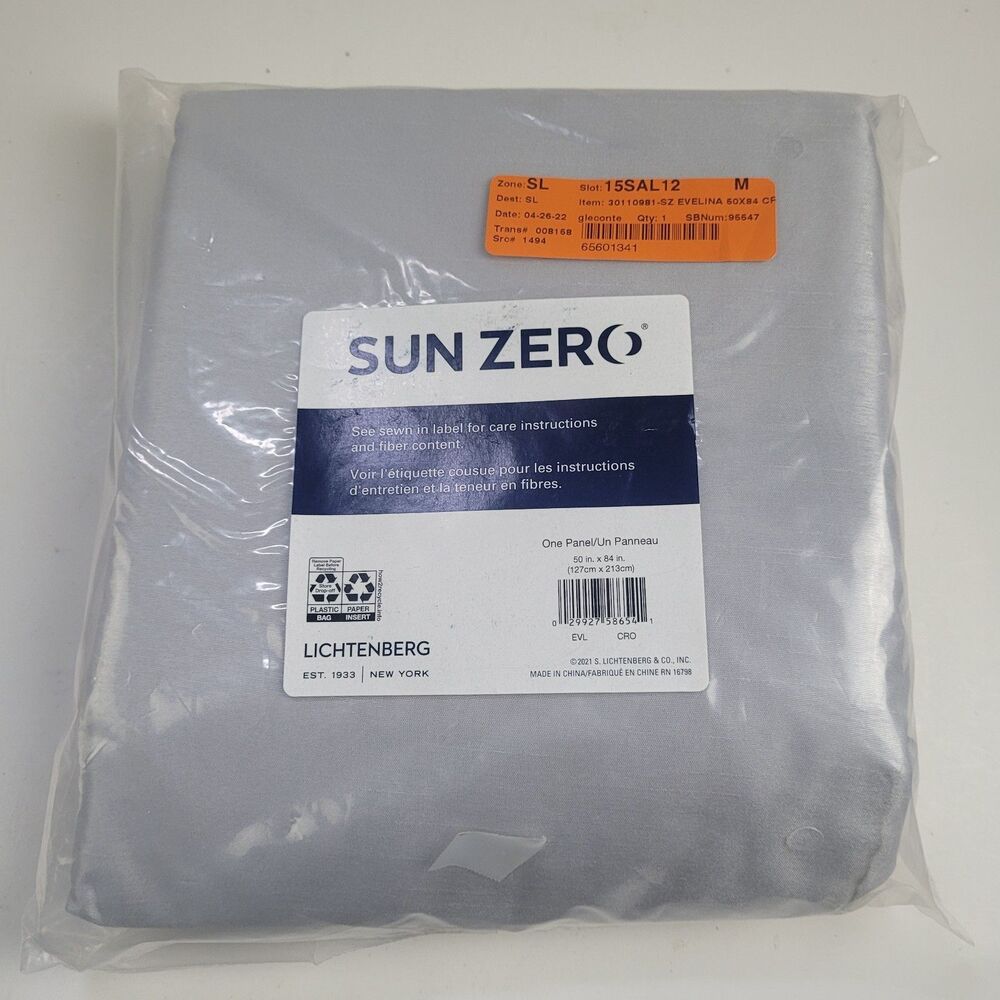 NEW Sun Zero One Panel Grommet Curtain 'Chrome' 50 X 84 CT13